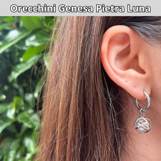 Orecchini Ciondolo Genesa in acciaio inossidabile con pietra naturale Pietra Luna