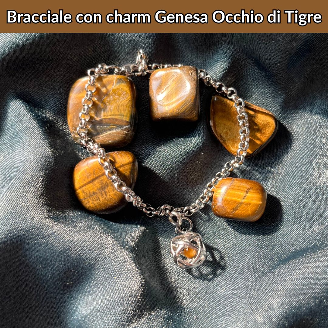 Bracciale acciaio inossidabile Charm Genesa Occhio di Tigre - Zen Home