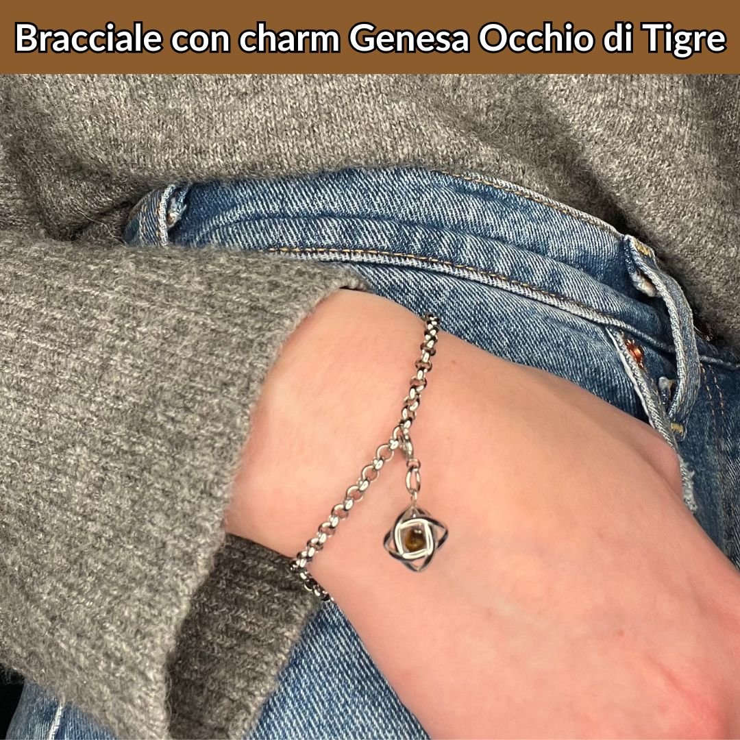 Bracciale acciaio inossidabile Charm Genesa Occhio di Tigre - Zen Home