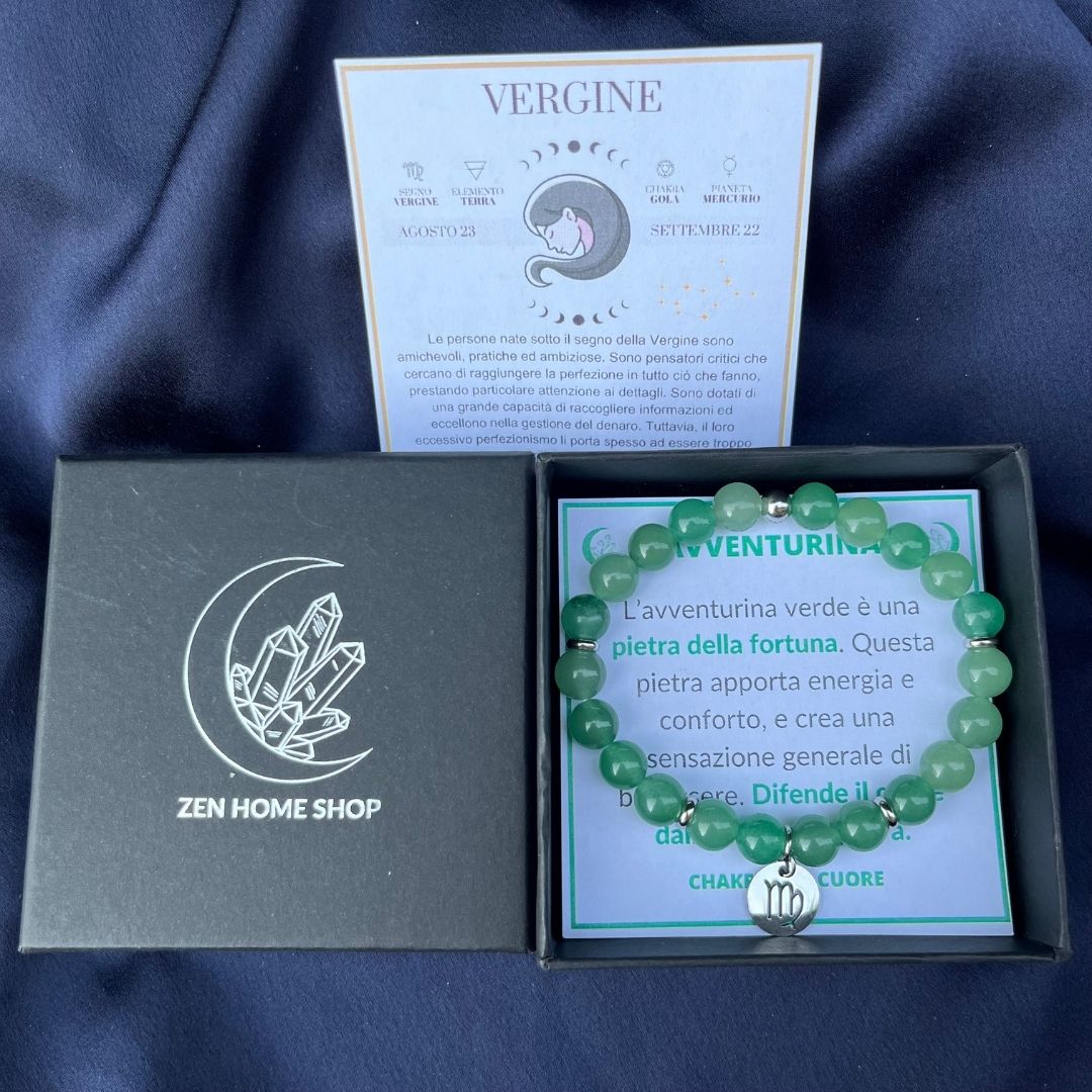 Bracciale elastico Avventurina e Segno Zodiacale - Zen Home