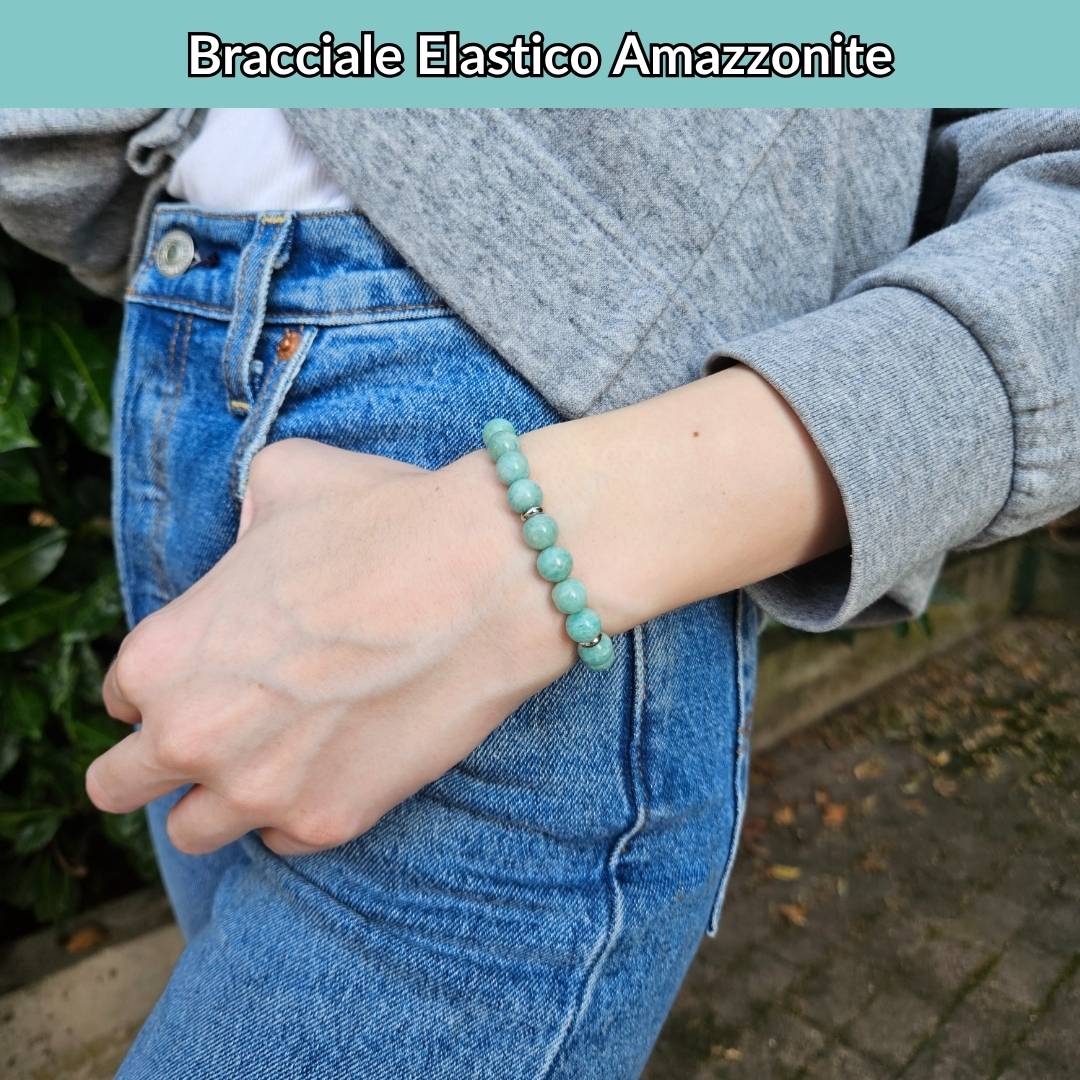 Bracciale elastico con pietra naturale Amazzonite - Zen Home