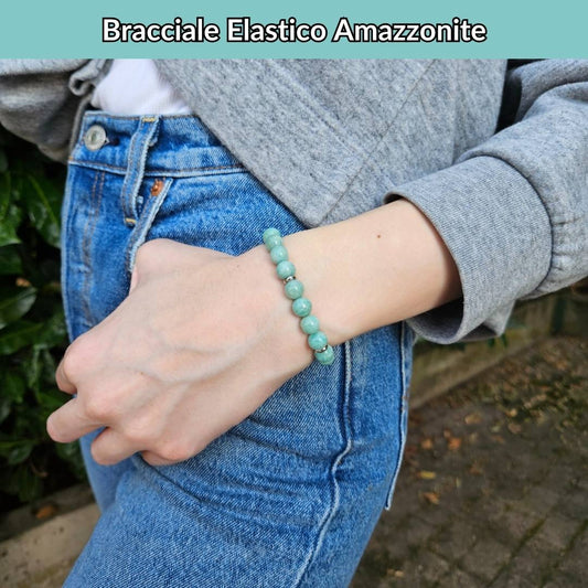 Bracciale elastico con pietra naturale Amazzonite - Zen Home