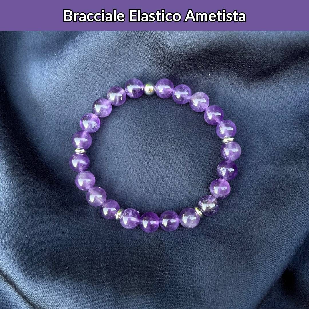 Bracciale elastico con pietra naturale Ametista - Zen Home
