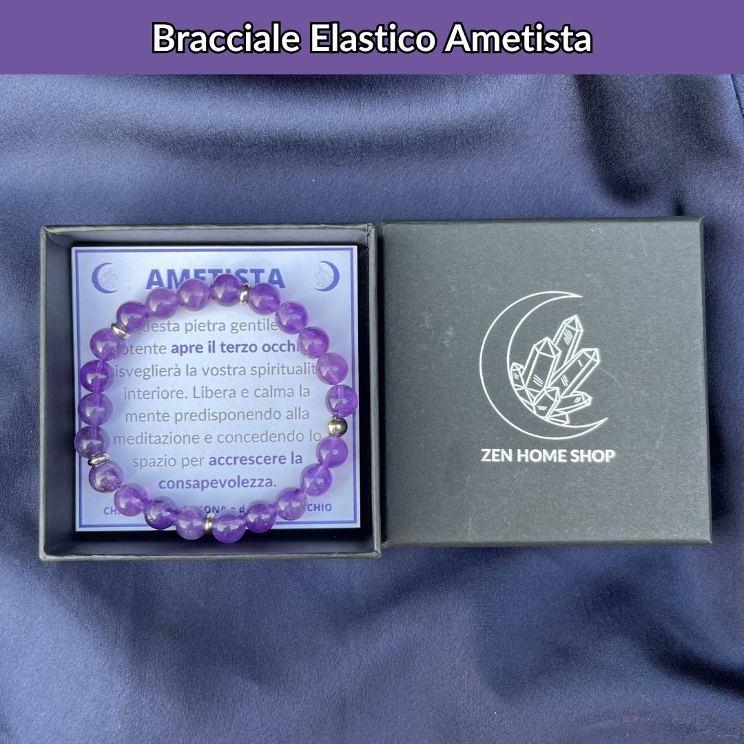 Bracciale elastico con pietra naturale Ametista - Zen Home