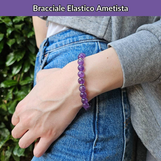 Bracciale elastico con pietra naturale Ametista - Zen Home