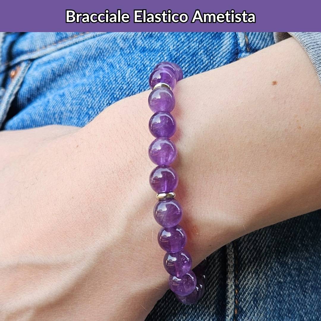 Bracciale elastico con pietra naturale Ametista - Zen Home
