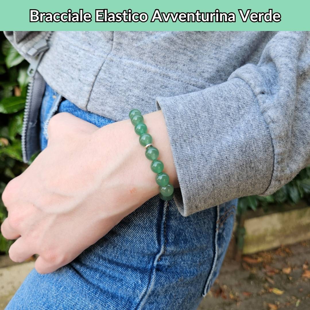 Bracciale elastico con pietra naturale Avventurina Verde - Zen Home