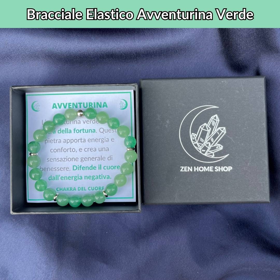 Bracciale elastico con pietra naturale Avventurina Verde - Zen Home