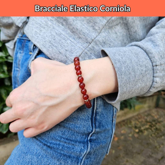 Bracciale elastico con pietra naturale Corniola - Zen Home