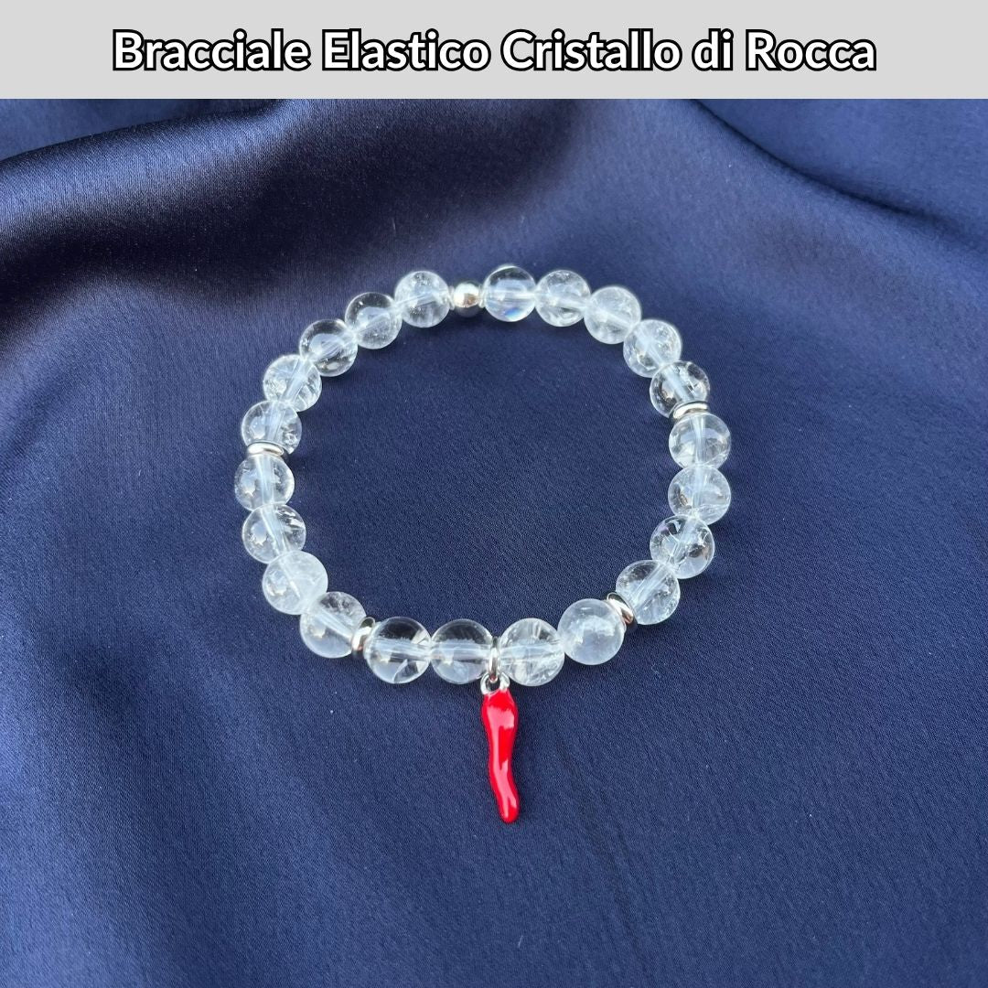 Bracciale elastico con pietra naturale Cristallo di Rocca - Zen Home