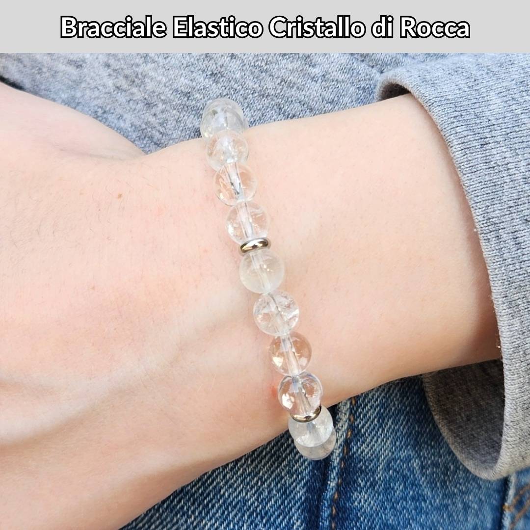 Bracciale elastico con pietra naturale Cristallo di Rocca - Zen Home