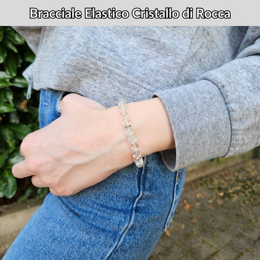 Bracciale elastico con pietra naturale Cristallo di Rocca - Zen Home