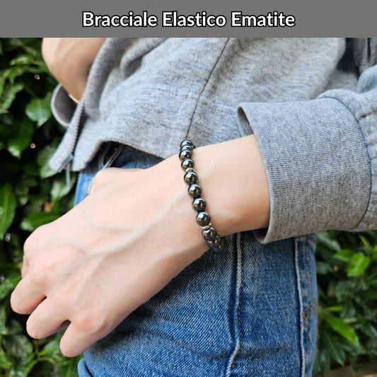 Bracciale elastico con pietra naturale Ematite - Zen Home