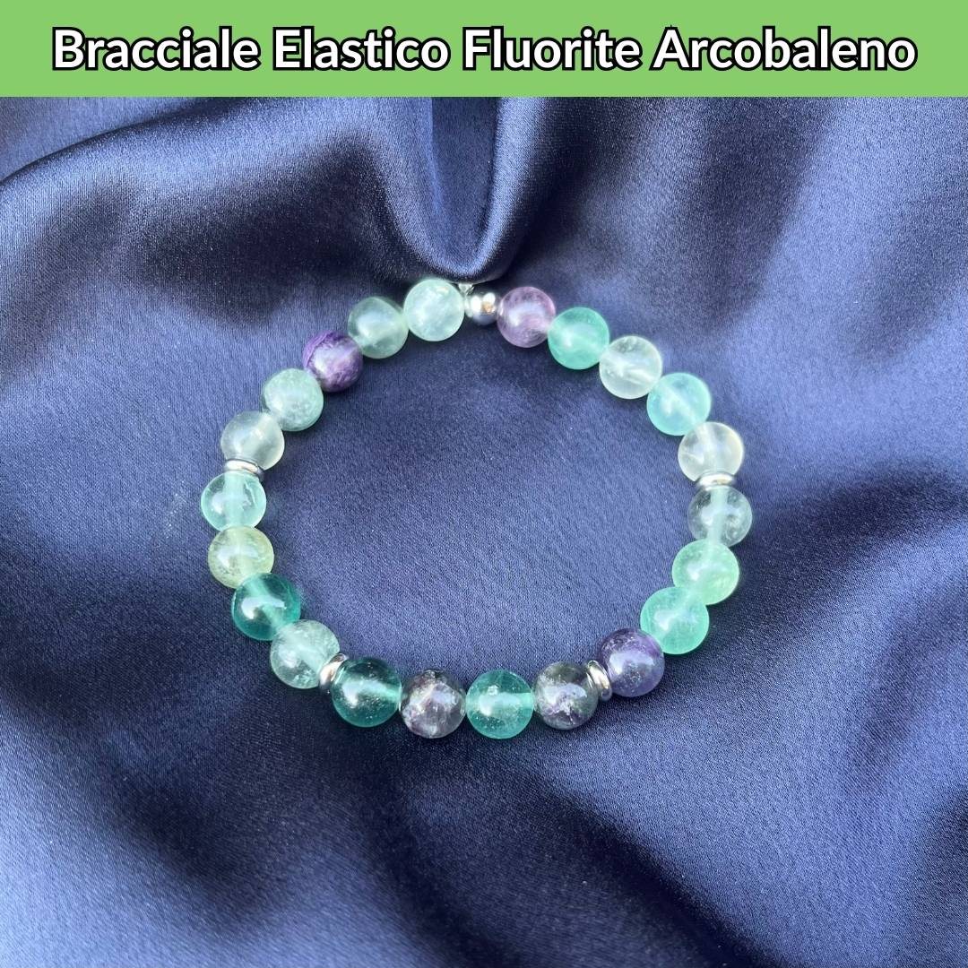 Bracciale elastico con pietra naturale Fluorite Arcobaleno - Zen Home
