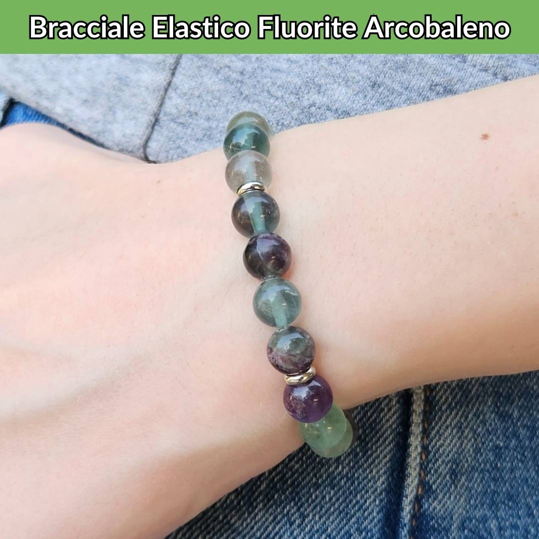 Bracciale elastico con pietra naturale Fluorite Arcobaleno - Zen Home