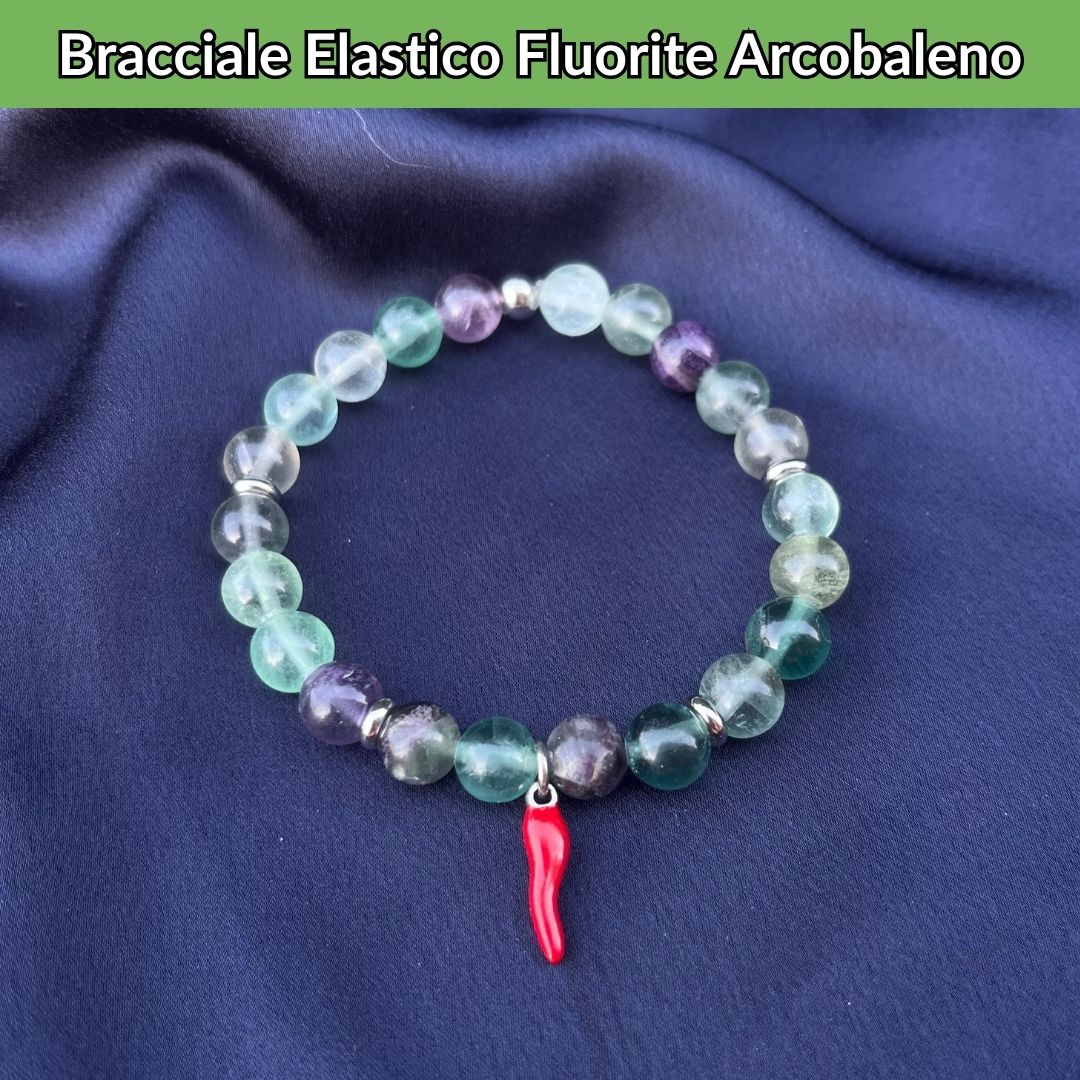Bracciale elastico con pietra naturale Fluorite Arcobaleno - Zen Home
