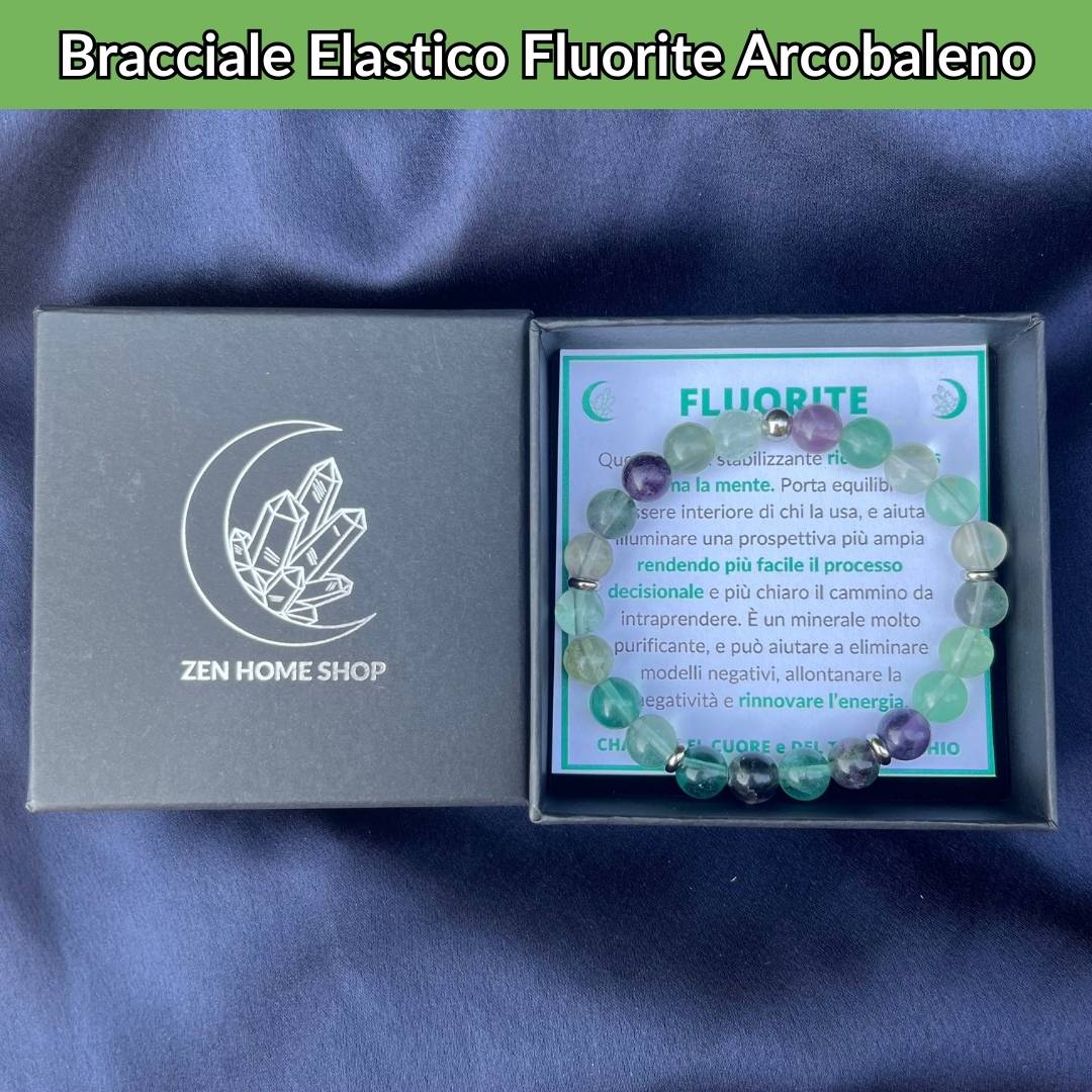 Bracciale elastico con pietra naturale Fluorite Arcobaleno - Zen Home