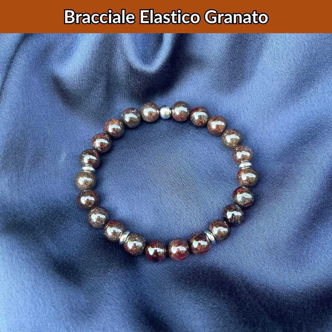 Bracciale elastico con pietra naturale Granato - Zen Home