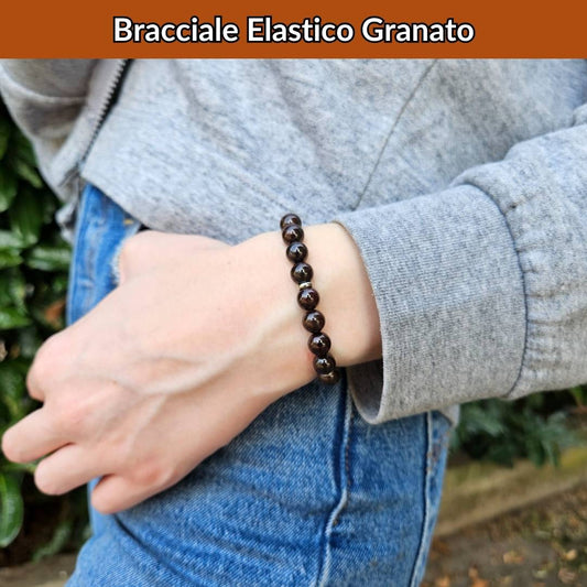 Bracciale elastico con pietra naturale Granato - Zen Home