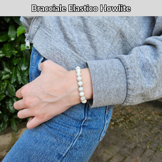 Bracciale elastico con pietra naturale Howlite - Zen Home