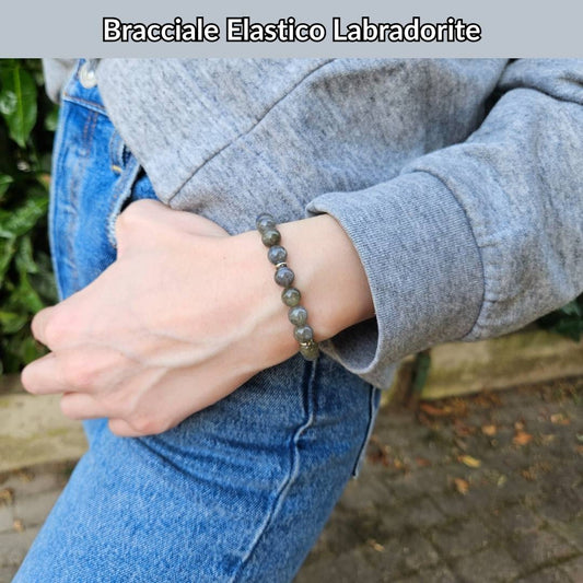 Bracciale elastico con pietra naturale Labradorite - Zen Home