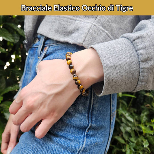 Bracciale elastico con pietra naturale Occhio di Tigre - Zen Home