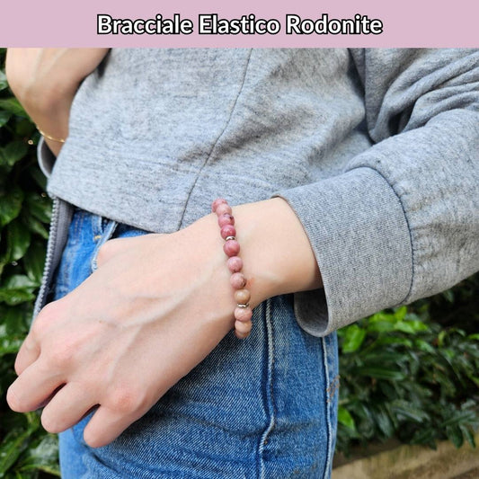 Bracciale elastico con pietra naturale Rodonite - Zen Home