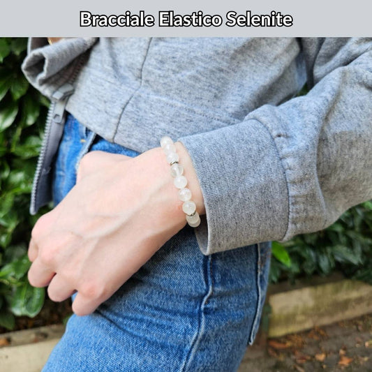 Bracciale elastico con pietra naturale Selenite - Zen Home