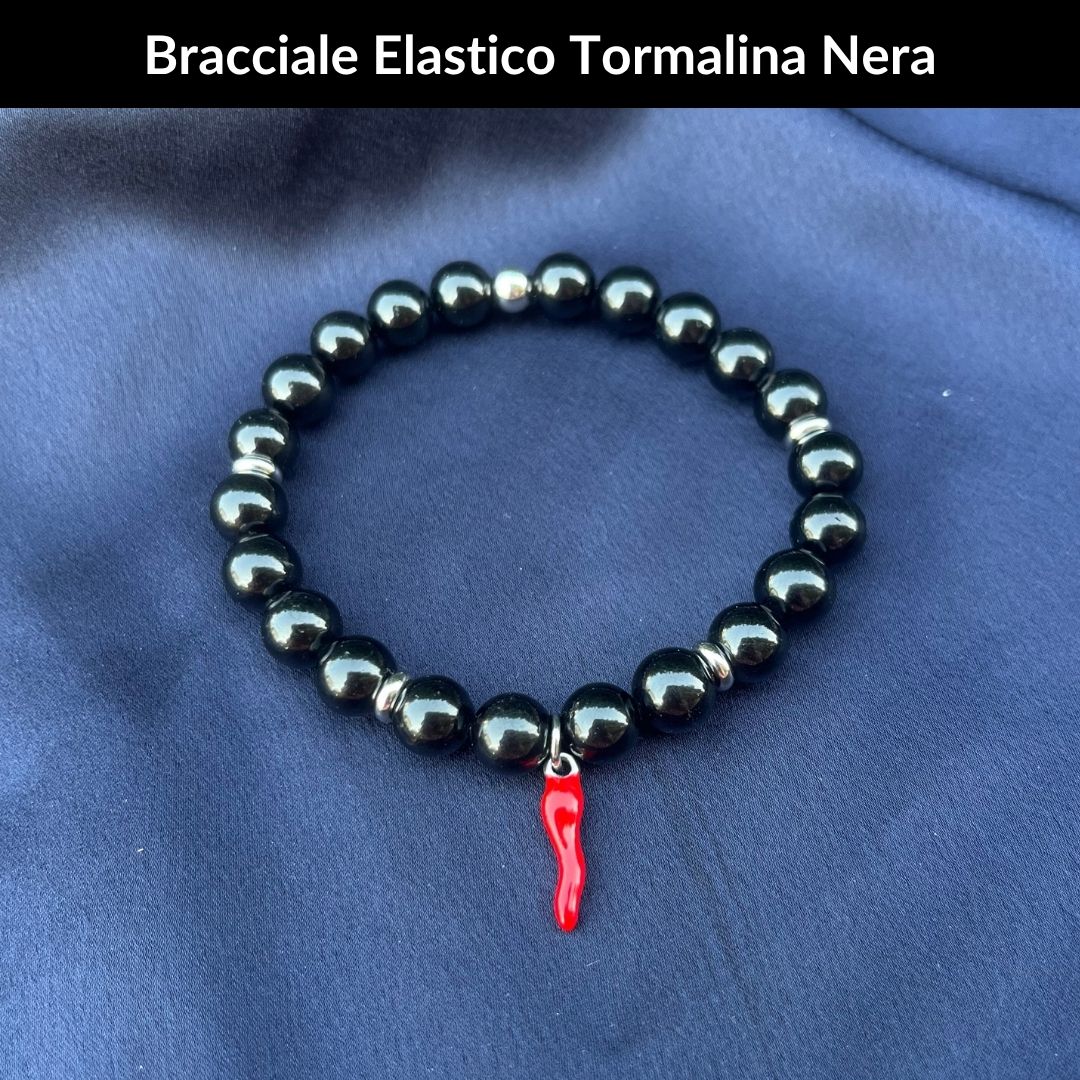 Bracciale elastico con pietra naturale Tormalina Nera - Zen Home