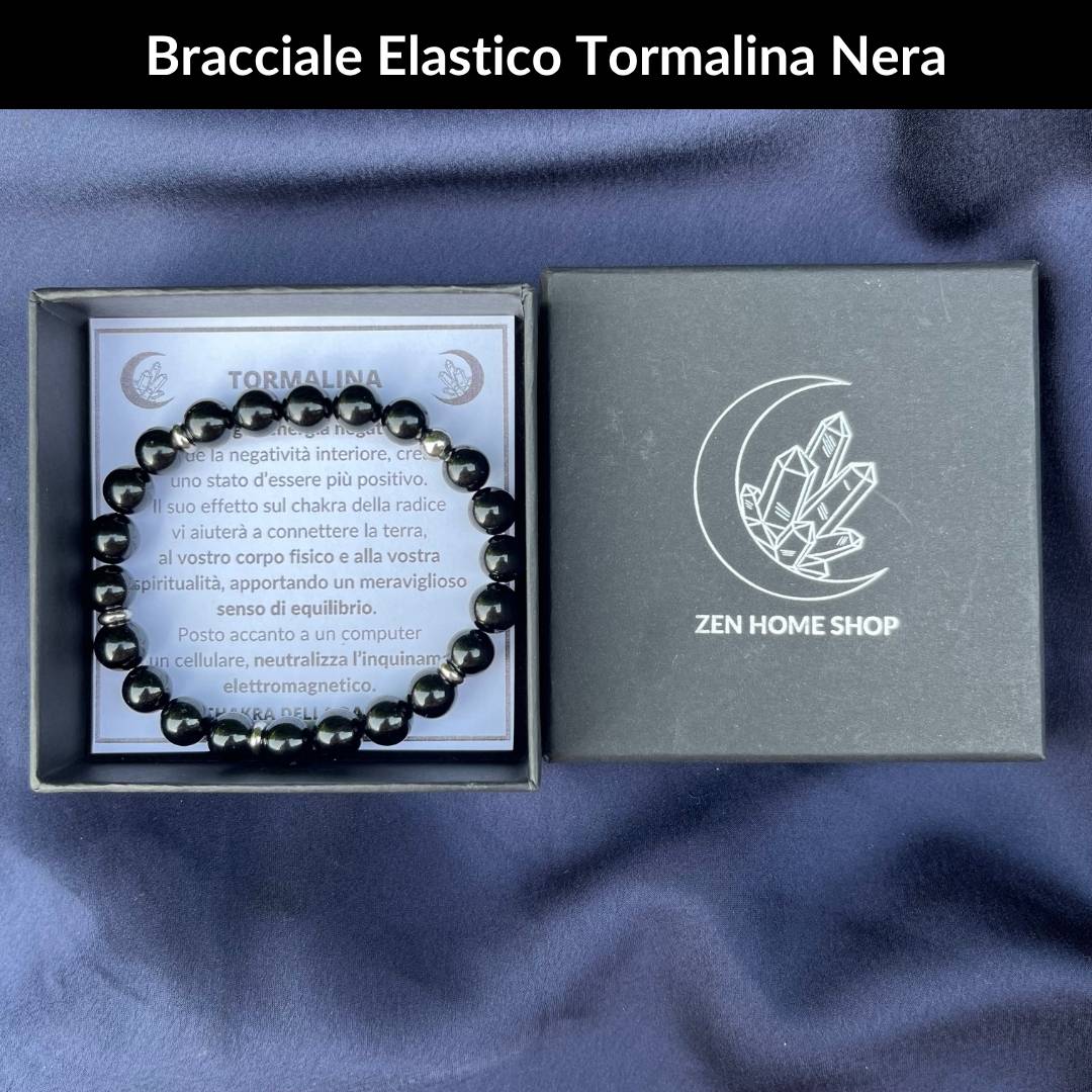 Bracciale elastico con pietra naturale Tormalina Nera - Zen Home