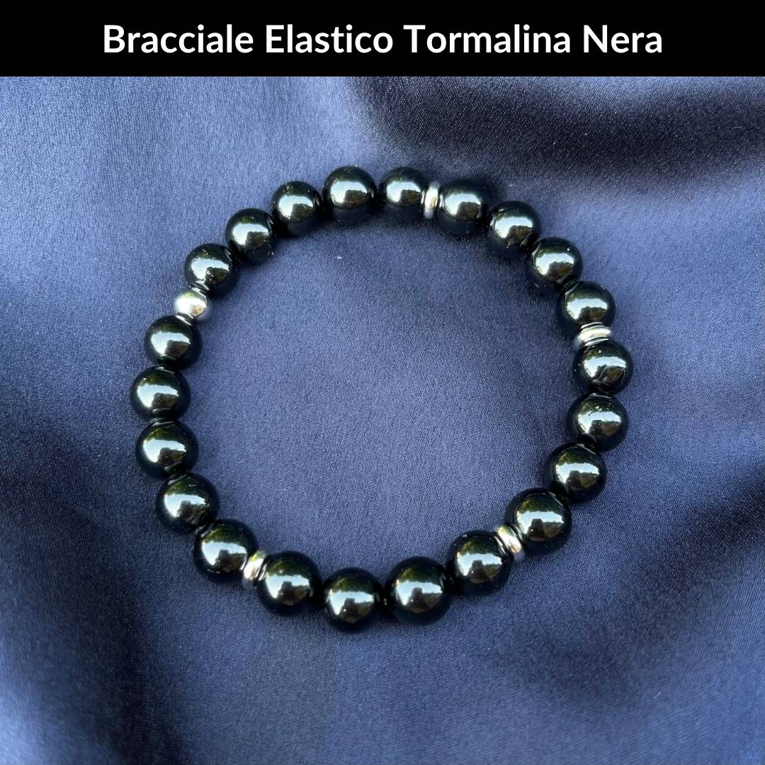 Bracciale elastico con pietra naturale Tormalina Nera - Zen Home