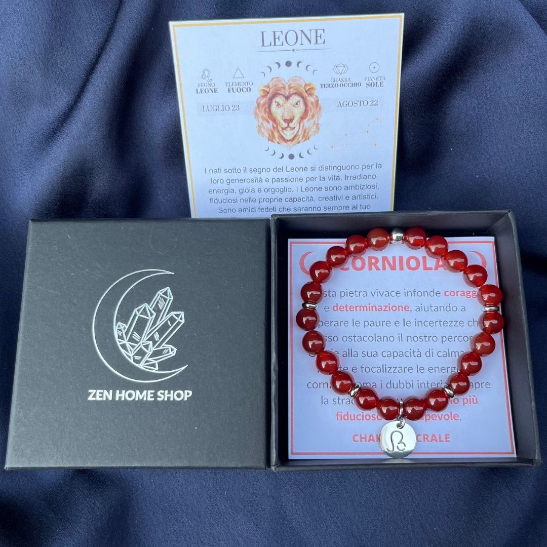 Bracciale elastico Corniola e Segno Zodiacale - Zen Home