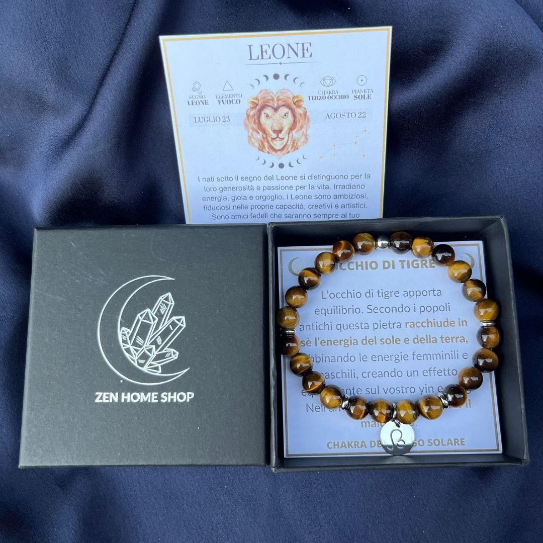 Bracciale elastico Occhio di Tigre e Segno Zodiacale - Zen Home