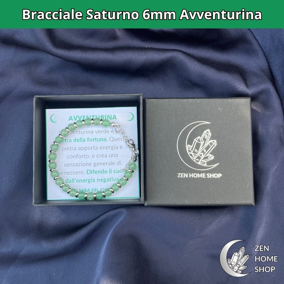 Bracciale Saturno con pietre naturali Avventurina da 6 mm - Zen Home