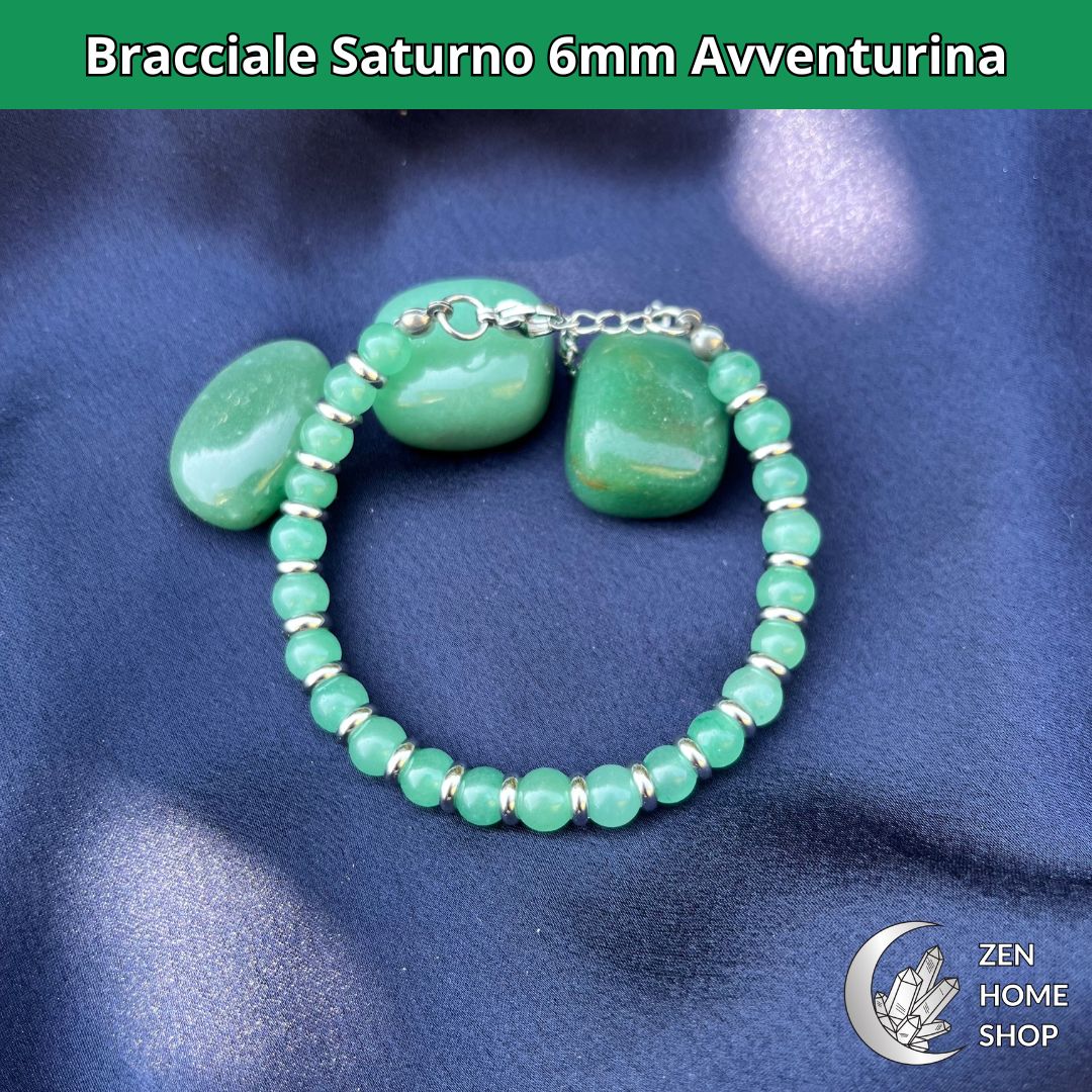Bracciale Saturno con pietre naturali Avventurina da 6 mm - Zen Home