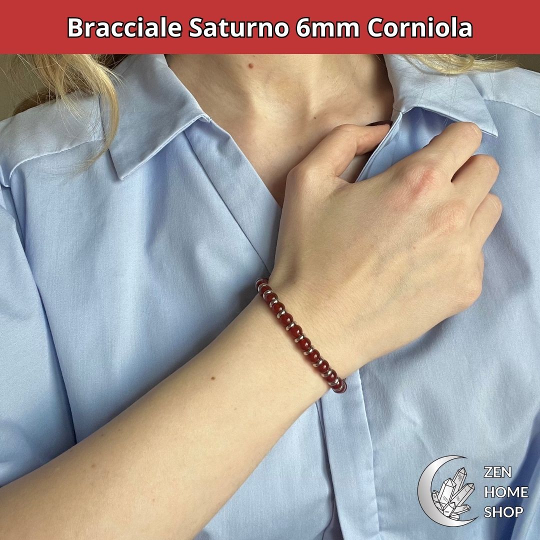 Bracciale Saturno con pietre naturali Corniola da 6 mm - Zen Home