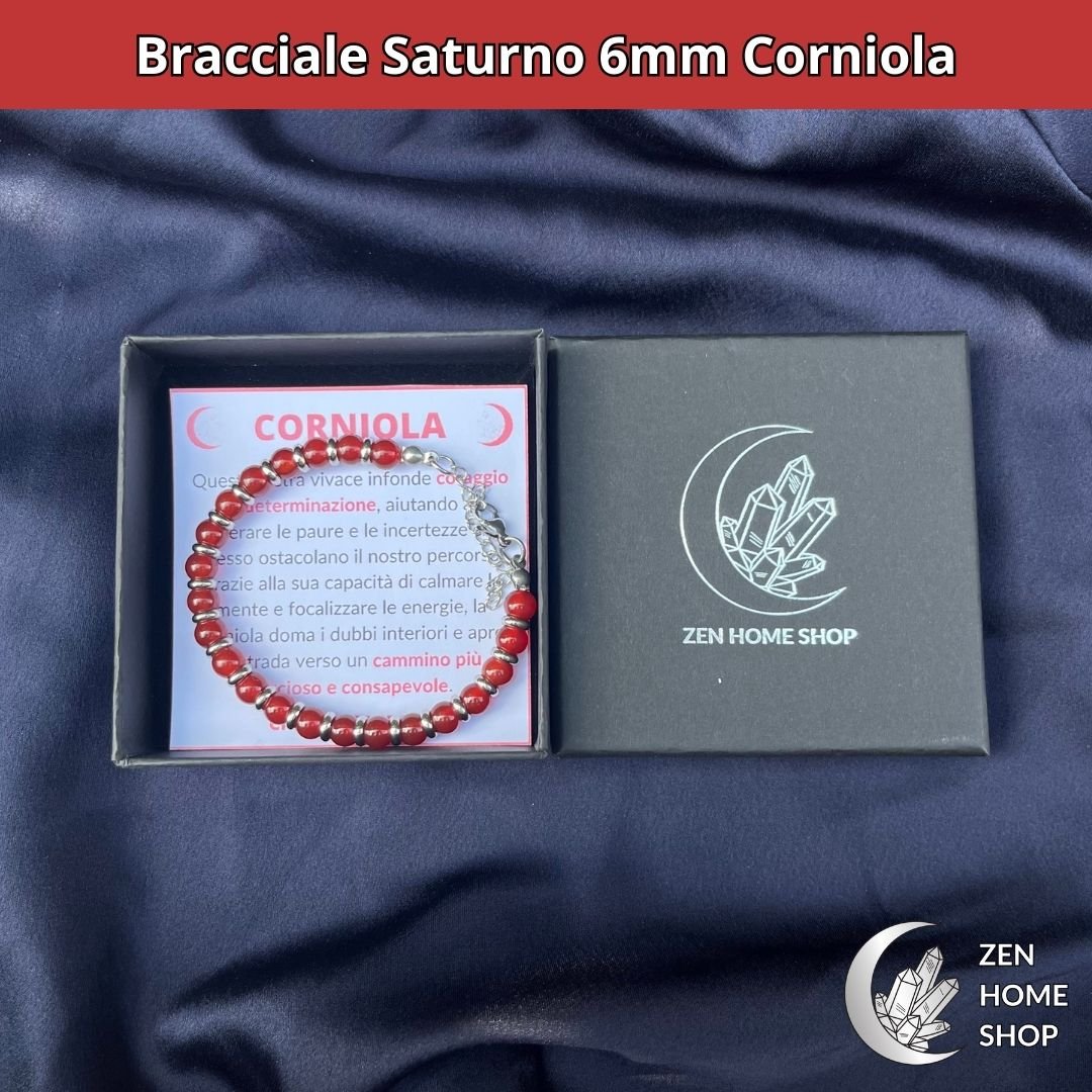 Bracciale Saturno con pietre naturali Corniola da 6 mm - Zen Home