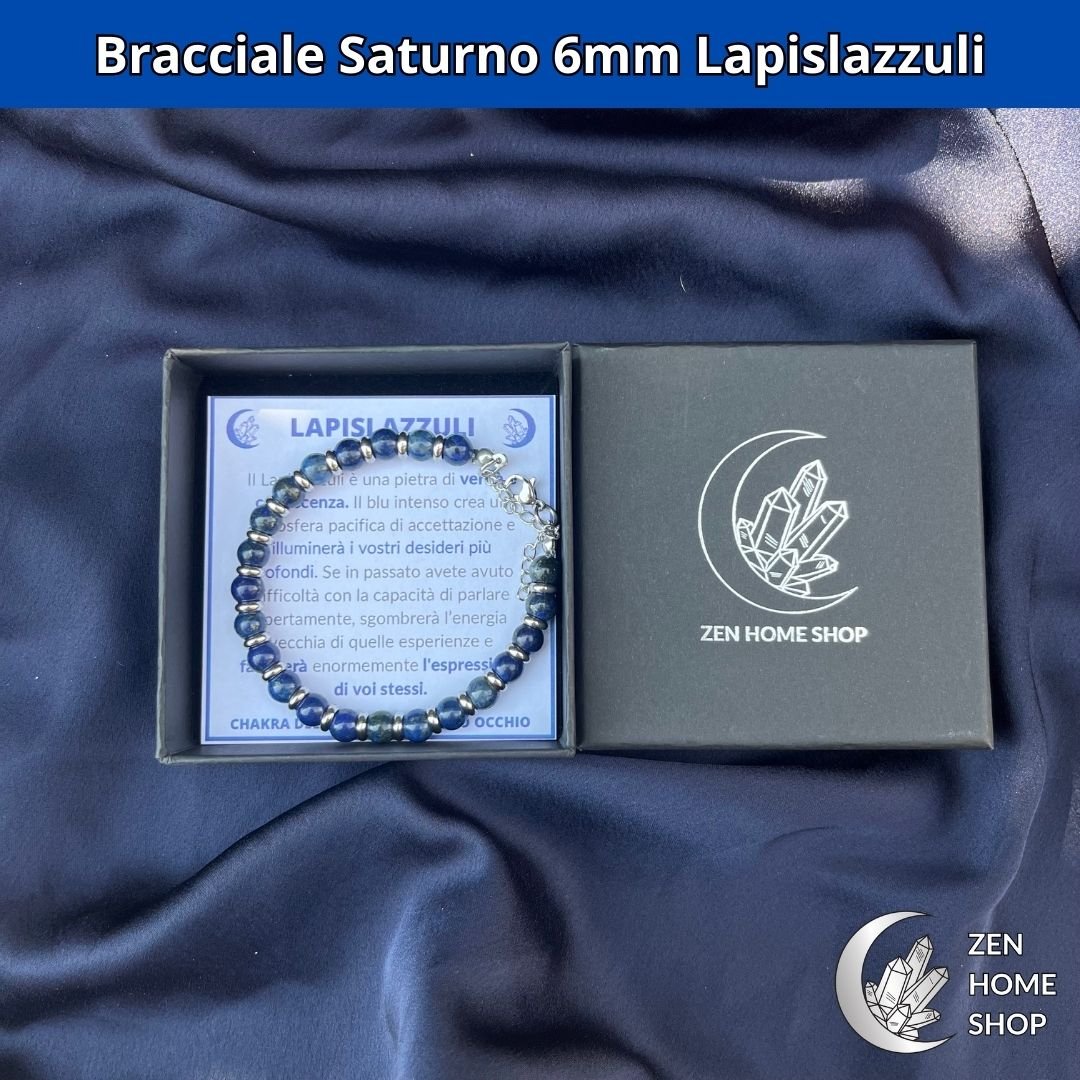 Bracciale Saturno con pietre naturali Lapislazzuli da 6 mm - Zen Home