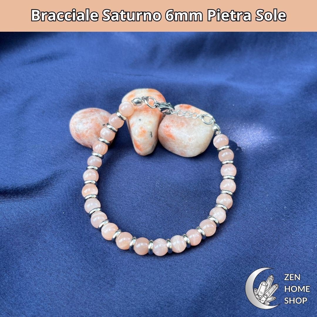 Bracciale Saturno con pietre naturali pietra sole da 6 mm - Zen Home