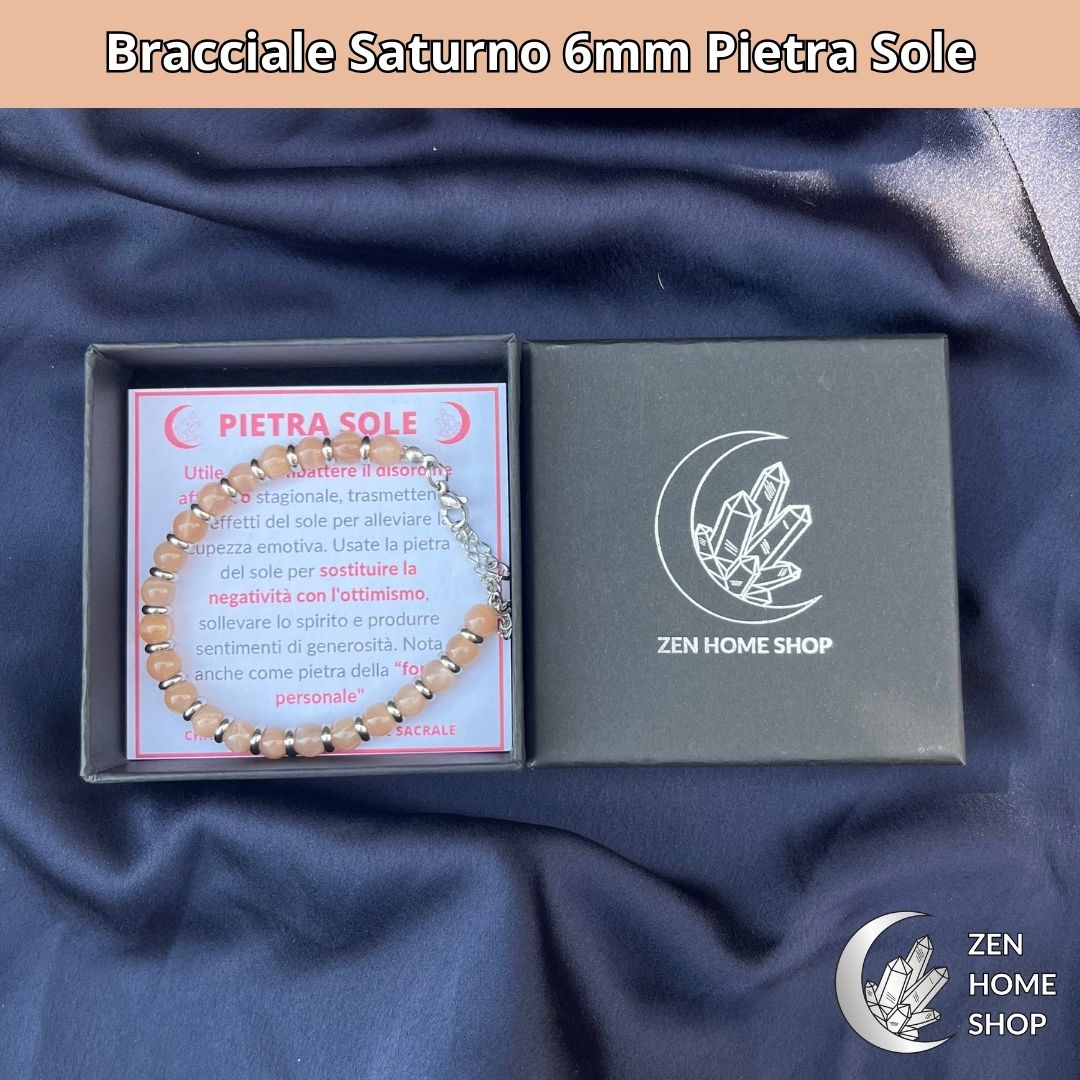 Bracciale Saturno con pietre naturali pietra sole da 6 mm - Zen Home