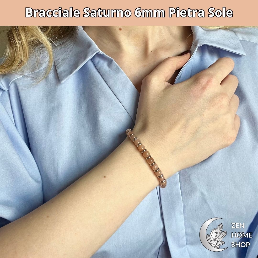 Bracciale Saturno con pietre naturali pietra sole da 6 mm - Zen Home