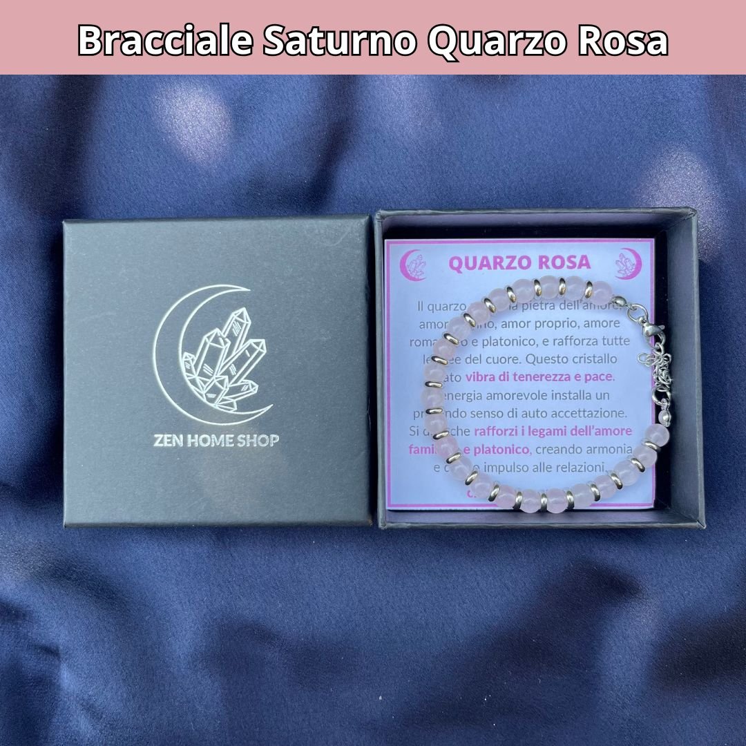 Bracciale Saturno con pietre naturali Quarzo Rosa da 6 mm - Zen Home