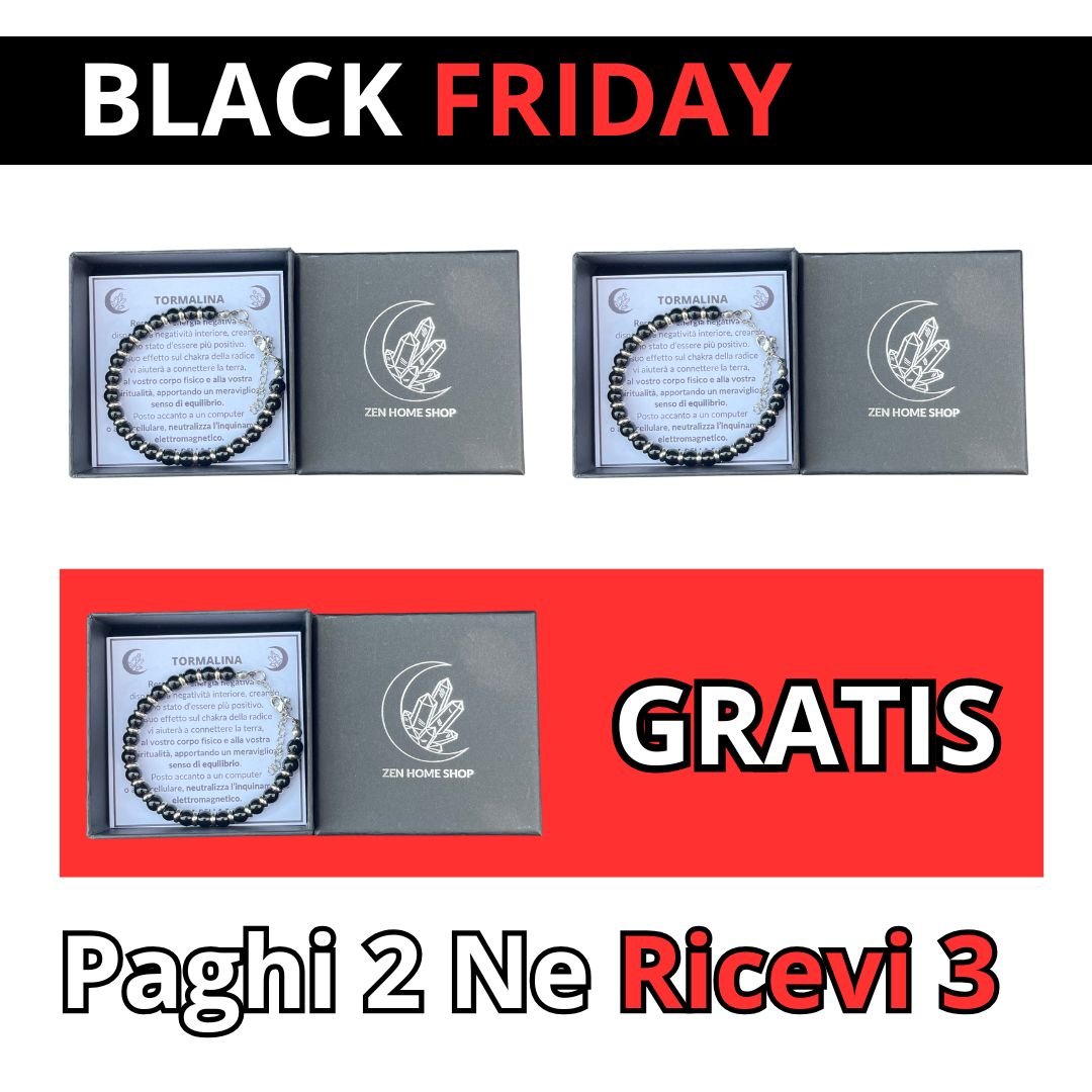 Bracciale Saturno con pietre naturali Tormalina Nera da 6 mm - Zen Home