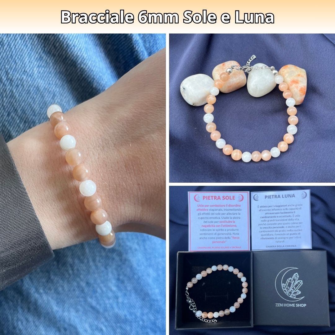 Bracciale Terra 6mm Pietra sole e luna - Zen Home