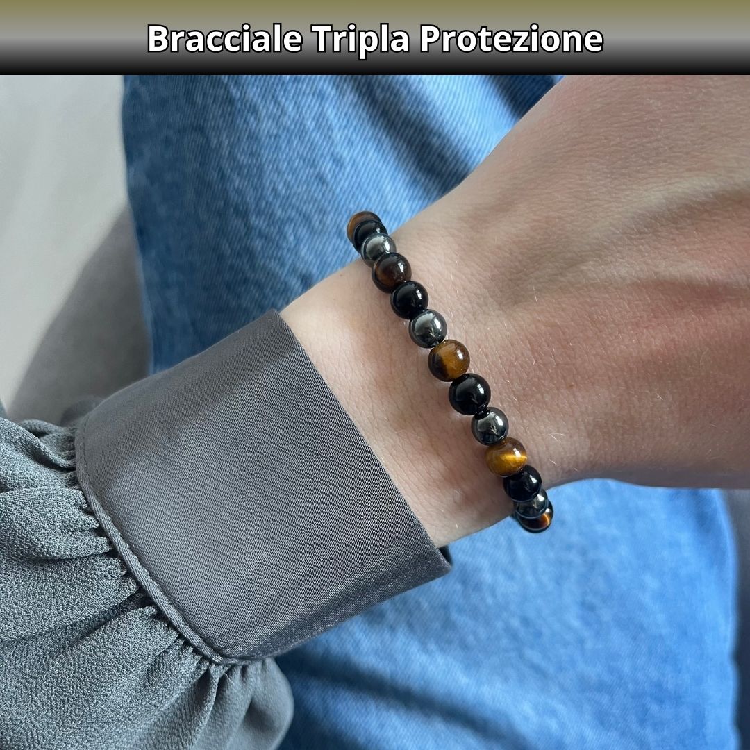 Bracciale Tripla Protezione con pietre naturali Onice Occhio di tigre Ematite - Zen Home