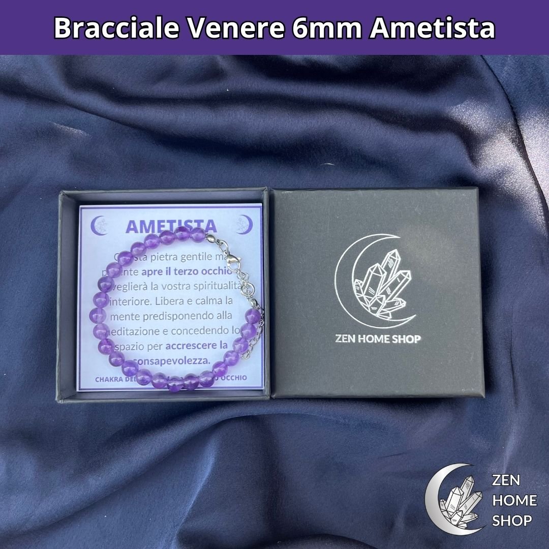 Bracciale Venere con pietre naturali Ametista da 6 mm - Zen Home