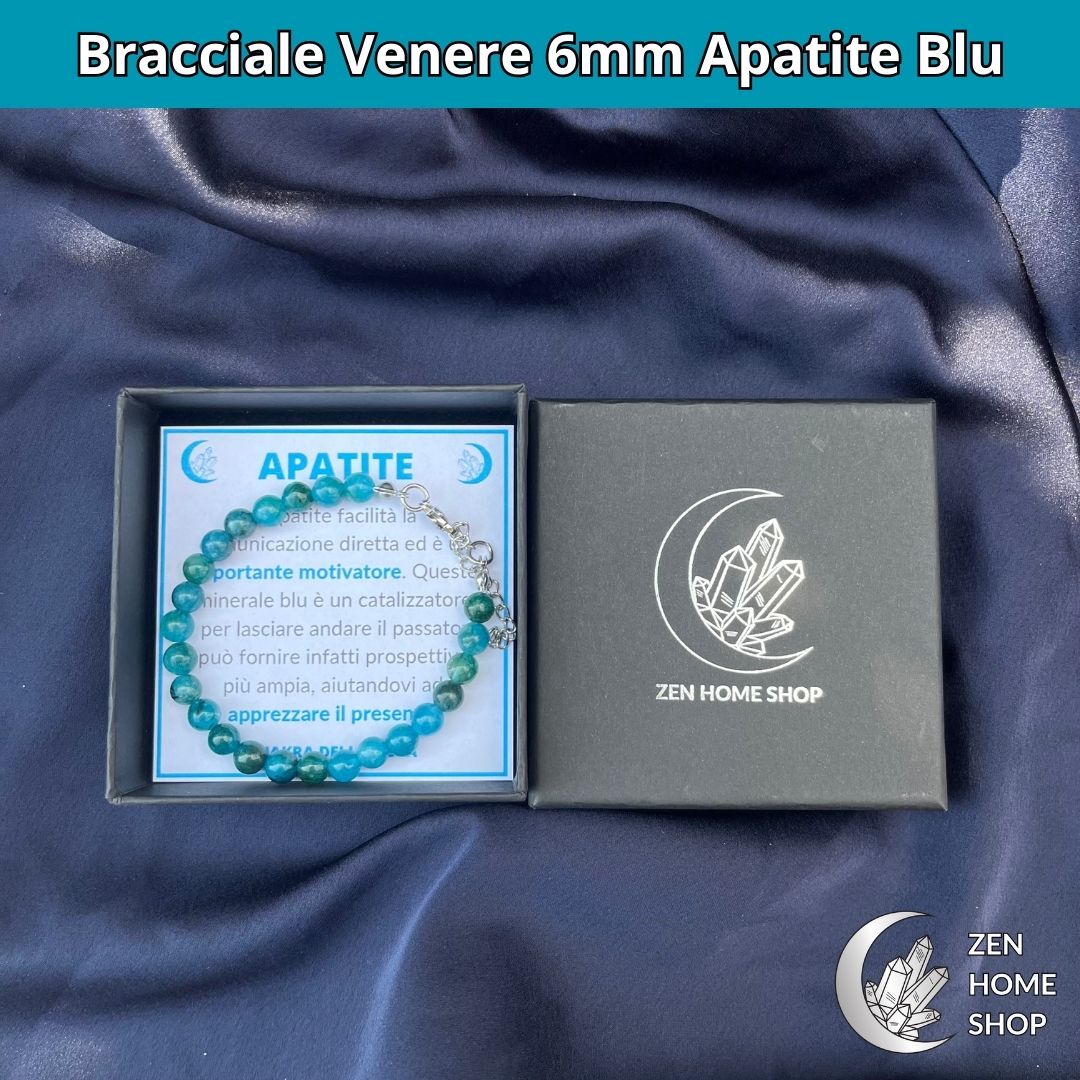 Bracciale Venere con pietre naturali Apatite Blu da 6 mm - Zen Home