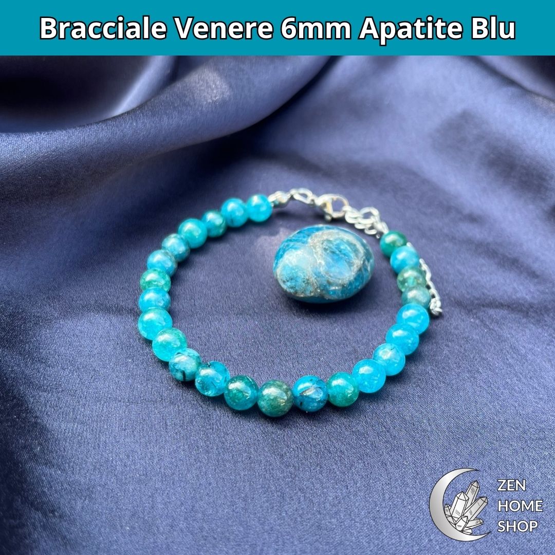 Bracciale Venere con pietre naturali Apatite Blu da 6 mm - Zen Home