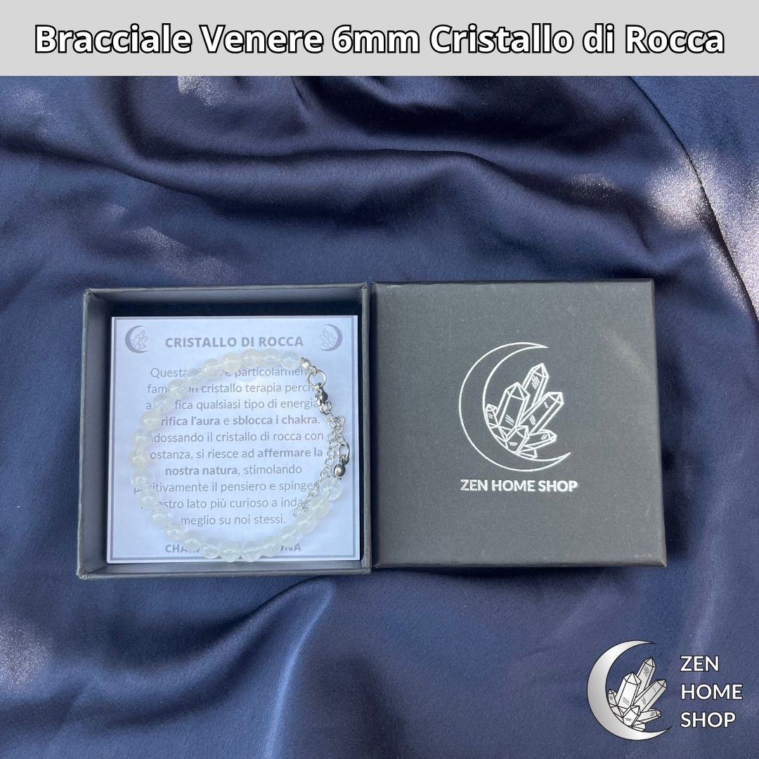 Bracciale Venere con pietre naturali Cristallo di Rocca da 6 mm - Zen Home