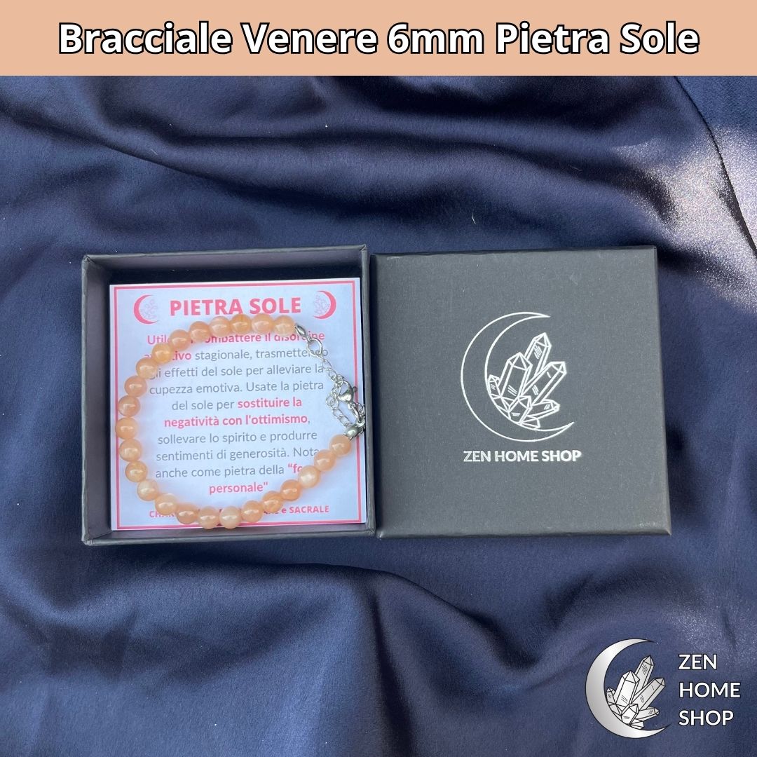 Bracciale Venere con pietre naturali Pietra Sole da 6 mm - Zen Home